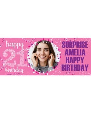 21st Birthday Pink Celebration Personalised Banner