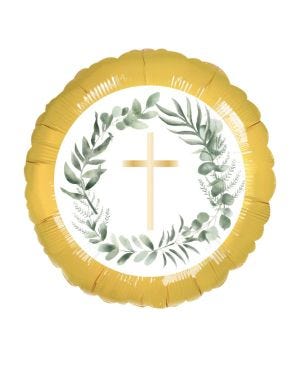 Botanical Celebration Gold Cross Foil Balloon - 17&quot;