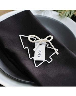 White Wire Christmas Tree Place Card Holder - 11cm (4pk)