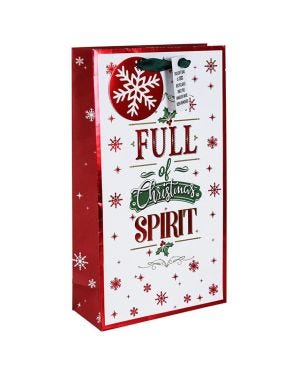 Christmas Spirit Double Bottle Bag - 36.5cm x 20cm