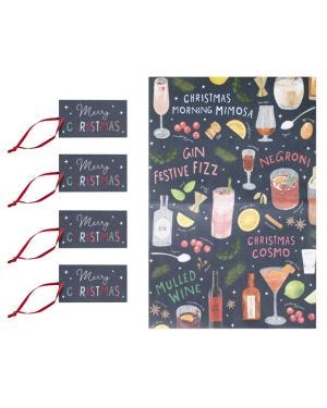 Cocktails Wrap, Tag and Ribbon Gift Wrap