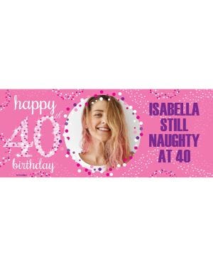 40th Birthday Pink Celebration Personalised Banner