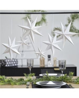 White Paper Hanging Stars (6pk)