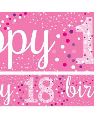 18th Birthday Pink Sparkling Celebration Paper Banners -1m (3pk)