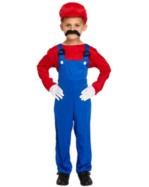 Red Super Plumber - Child Costume