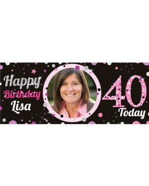40th Birthday Pink Celebration Banner