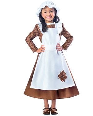 Victorian Girl Brown Dress - Child Costume