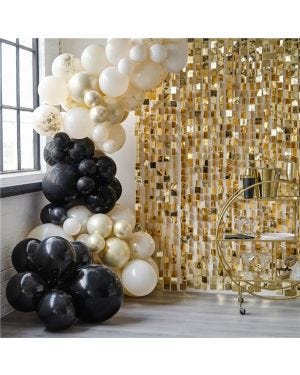 Black, Cream, Nude and Champagne Chrome Balloon Arch - 70 Balloons