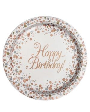 Sparkling Fizz Happy Birthday Paper Plate - 23cm (8pk)