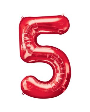 Number 5 Red Foil Balloon - 34&quot;