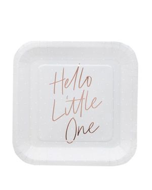 Hello Little One Paper Party Plates - 22.5cm (10pk)