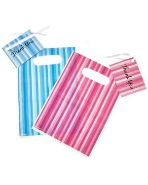 Blue &amp; Pink Stripe Loot Bags &amp; Tags (8pk)