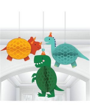Dino-Mite Hanging Honeycomb Decorations (3pk)