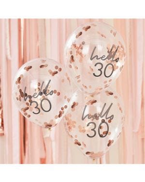 Mix It Up Hello 30 Rose Gold Confetti Balloons - 12&quot; (5pk)