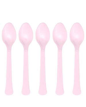 Baby Pink Reusable Plastic Spoons (24pk)