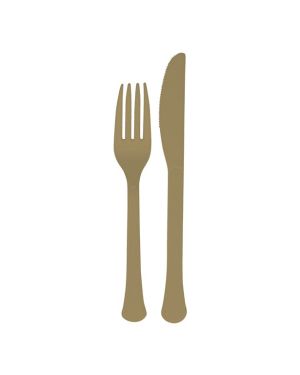 Gold Reusable Plastic Cutlery Set (24pk)