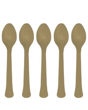 Gold Reusable Plastic Spoons - 24pk