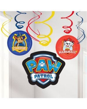 Paw Patrol Swirl Decorations - 60cm (6pk)