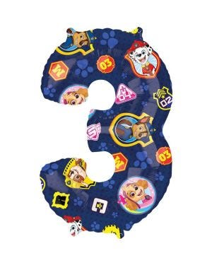 Paw Patrol Number 3 Foil Balloon - 26&quot;