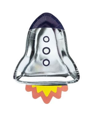 Rocket Ship Shaped Foil Plates - 29.5cm (6pk)