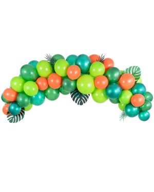 Green &amp; Orange Tropical Balloon Arch Garland - 60 Balloons