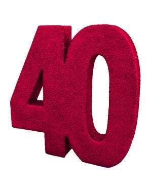40th Ruby Wedding Anniversary Glitter Table Decoration - 20cm