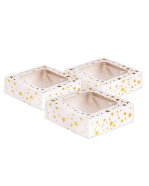 Gold Stars Square Treat Boxes (3pk)