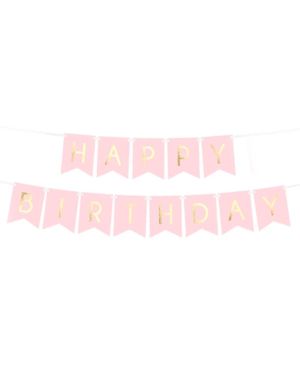 Pastel Pink &amp; Gold Happy Birthday Banner - 1.7m
