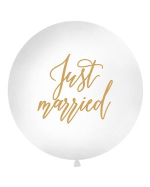 Gold Just Married Giant Balloon - 36&quot; Latex