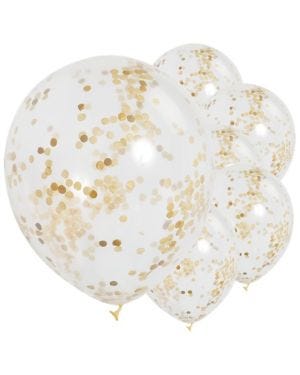 Gold Confetti Balloons - 12&quot; Latex (6pk)