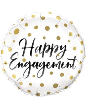Happy Engagement Gold Dots Balloon - 18&quot; Foil
