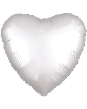 White Satin Luxe Heart Balloon - 18&quot; Foil