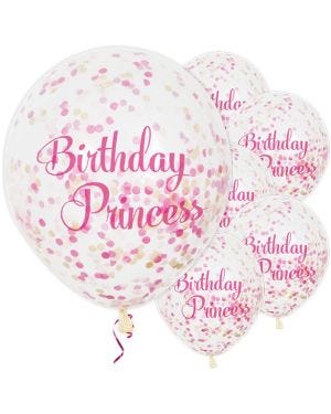 Birthday Princess Confetti Balloons - 12&quot; Latex (6pk)