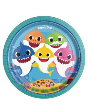 Baby Shark Paper Party Plates - 23cm (8pk)