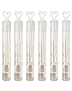 White Heart Tube Bubbles (12pk)