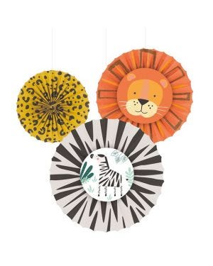 Get Wild Safari Paper Fan Decorations (3pk)