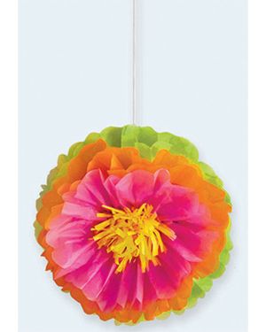 Hibiscus Pom Pom Paper Decorations - 40cm (3pk)