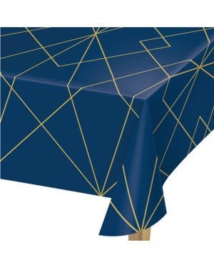 Navy and Gold Geode Plastic Table Cover - 1.4m x 2.6m