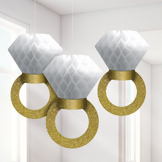 fun hanging engagement ring decorations