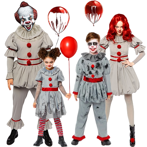 family dressed as Pennywise from IT film