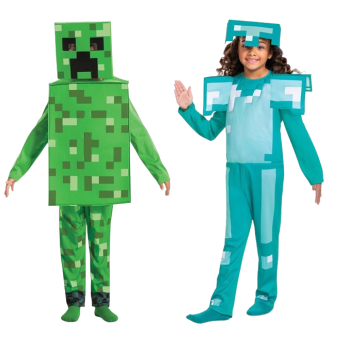 Minecraft fancy dress costumes for kids with Creeper costume and Armor costume