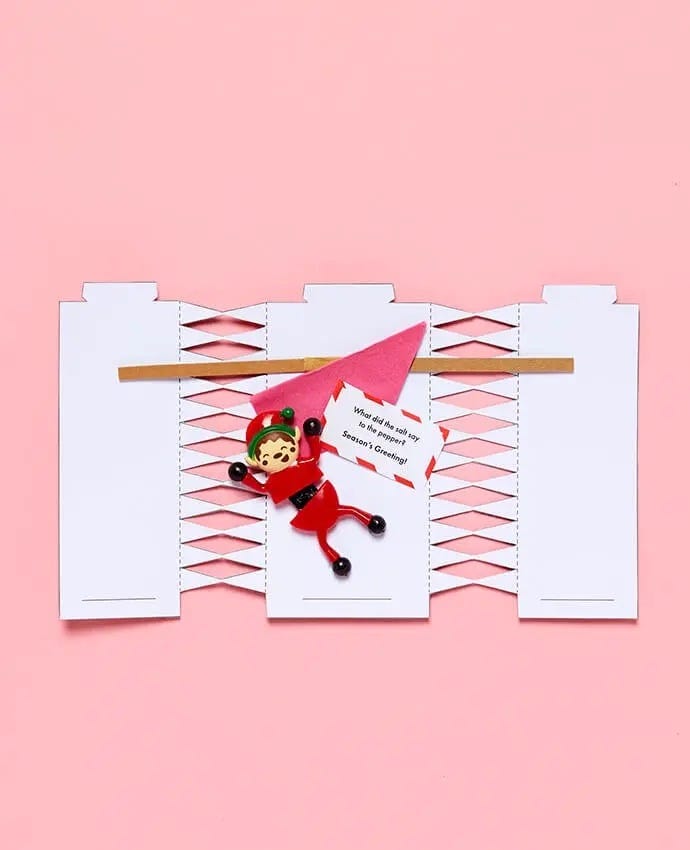 Printable Christmas cracker template with Christmas cracker toys and jokes
