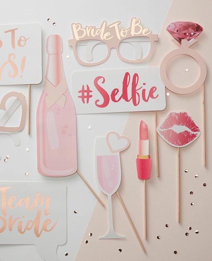 A selection of hen party photo booth props