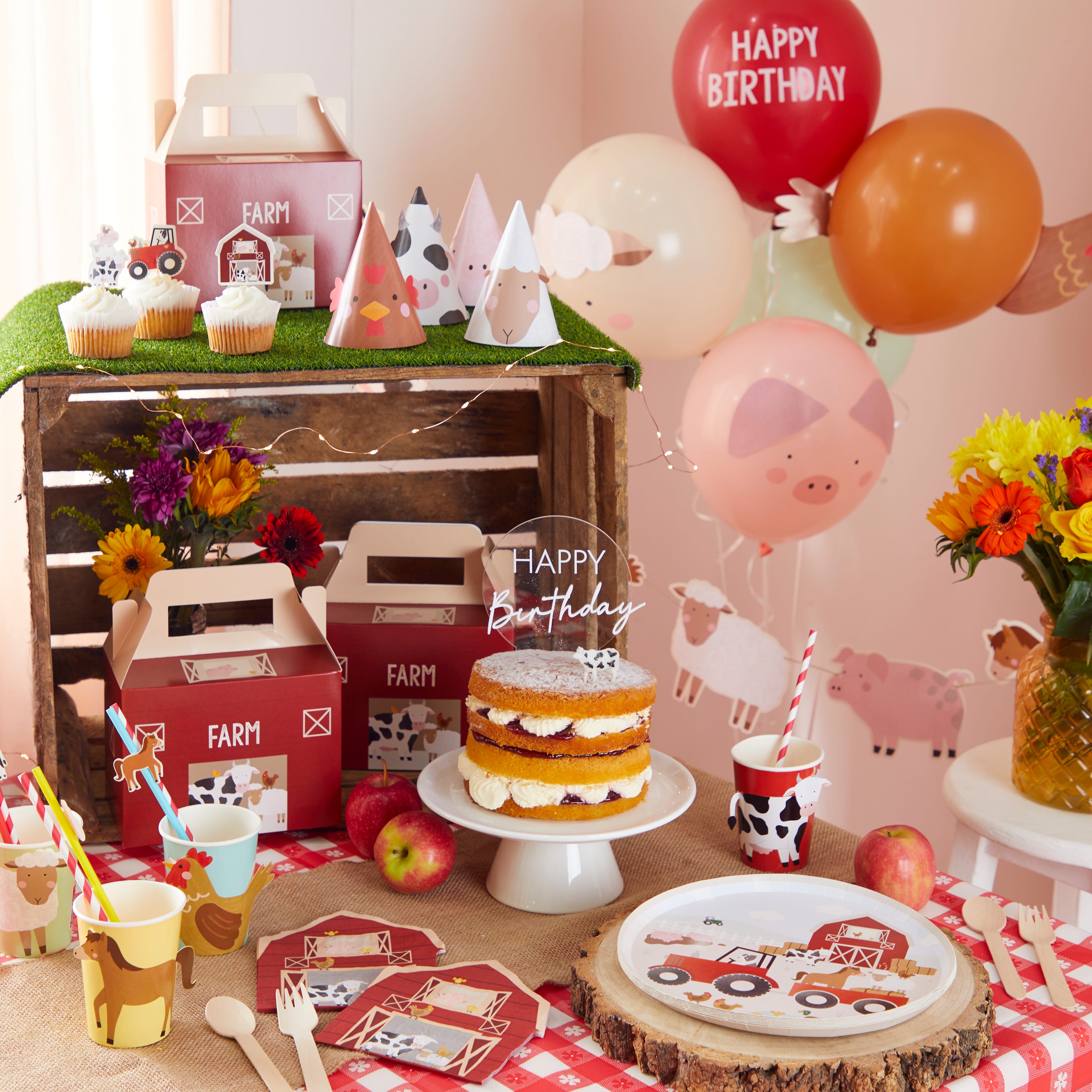 farm yard first birthday set up