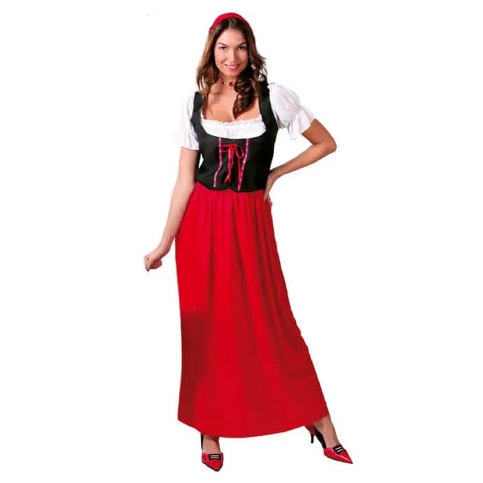 woman in red skirt and red hood